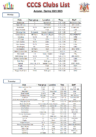 CCCS Clubs List Autumn Spring 2022-2023