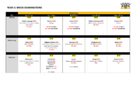 Mock Timetable Year 11