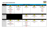 Year 13 Mock Timetable – January 2024