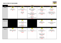 Year 12 – Exam Timetable – April 2024