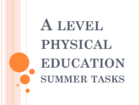 PE Summer Transition Task