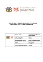 Supporting Children With Medical Conditions Policy
