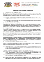 Admissions Policy 2025 – 2026